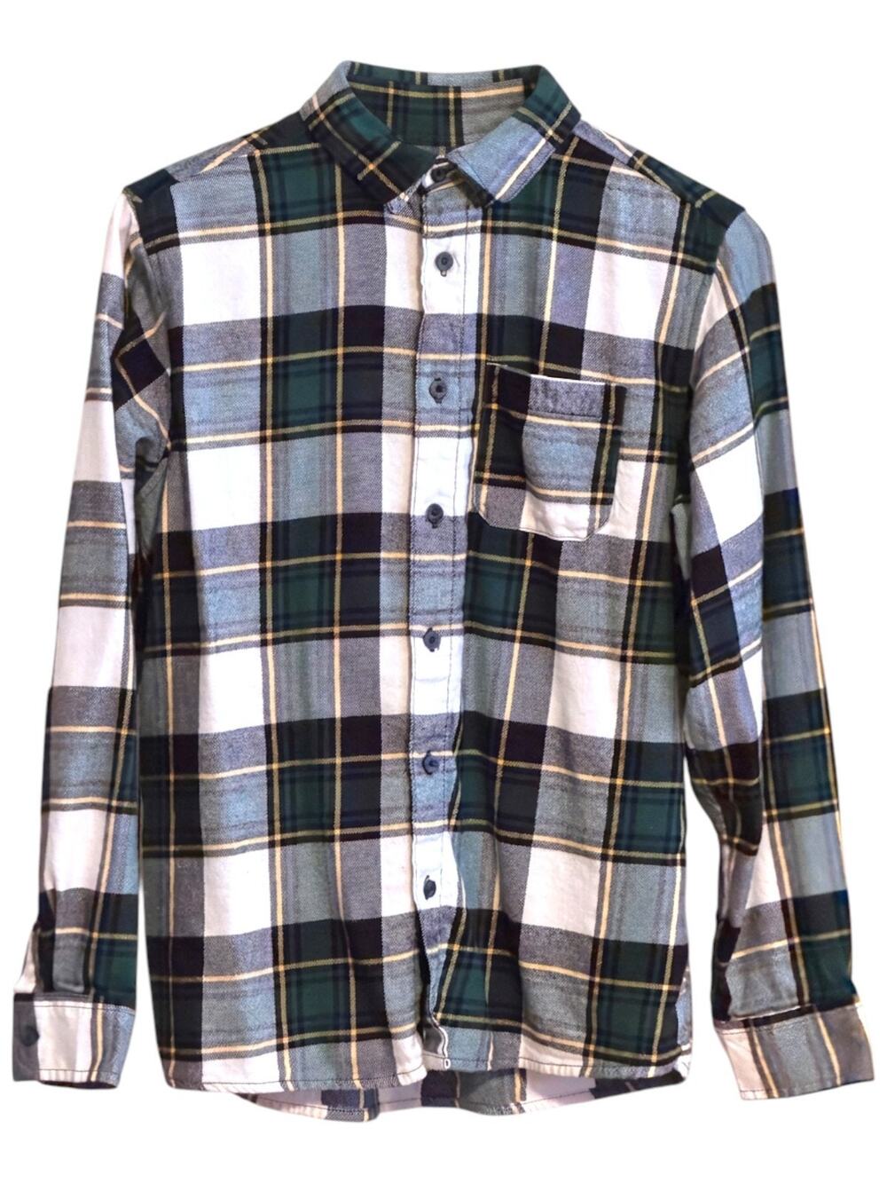 No Boundaries Green Black Plaid Flannel Shirt Juniors XXL 18 Fits Women's S M